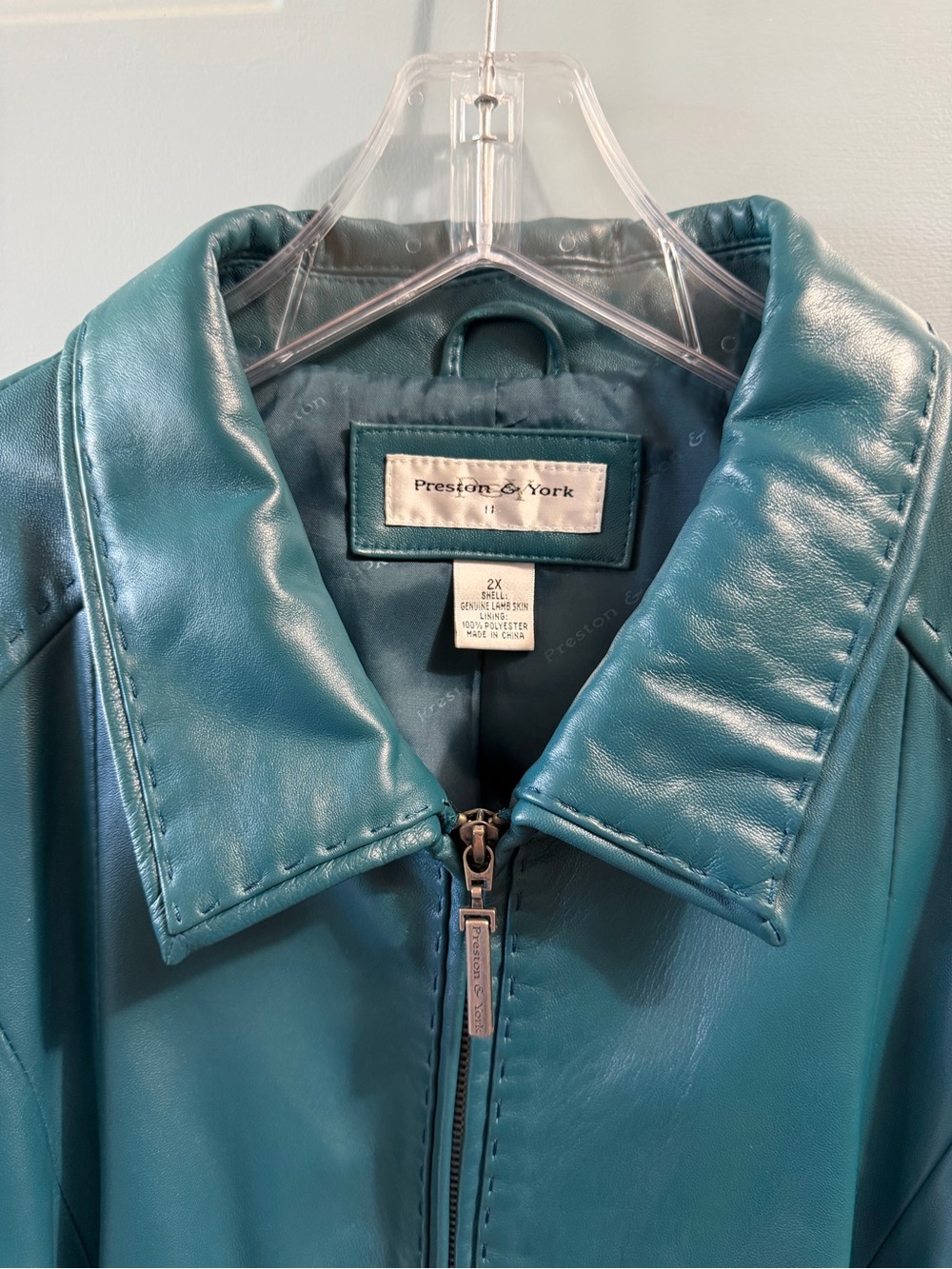 Preston & York Teal Leather jacket size 2X - Picture 5 of 12